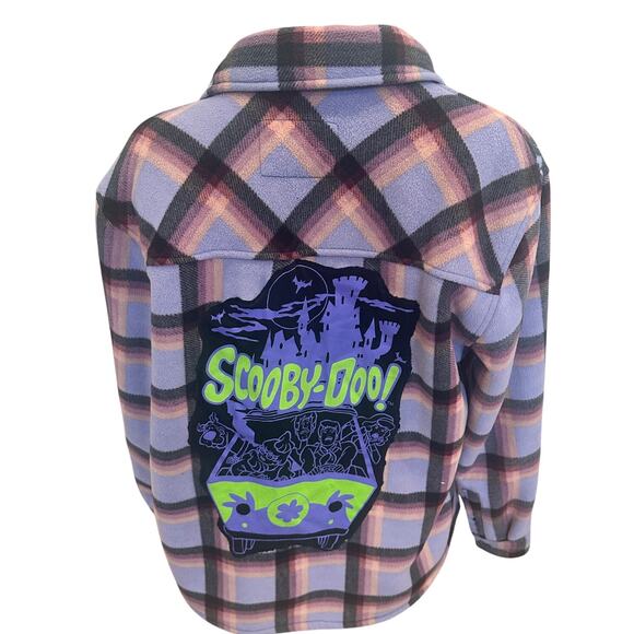 Scooby Doo Plaid Fleece Shirt MEDIUM Oversized Mystery Machine Unique Shacket - Picture 1 of 6
